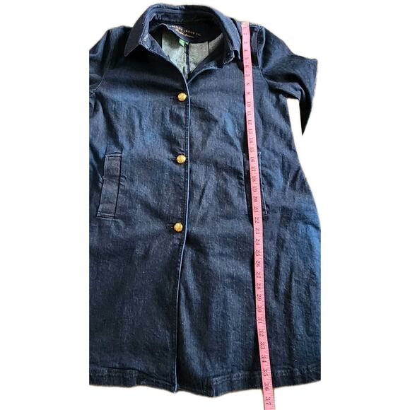 Y2K Ralph Lauren Denim Co Military Button Trencher Coat Women’s Size Large - Picture 8 of 8